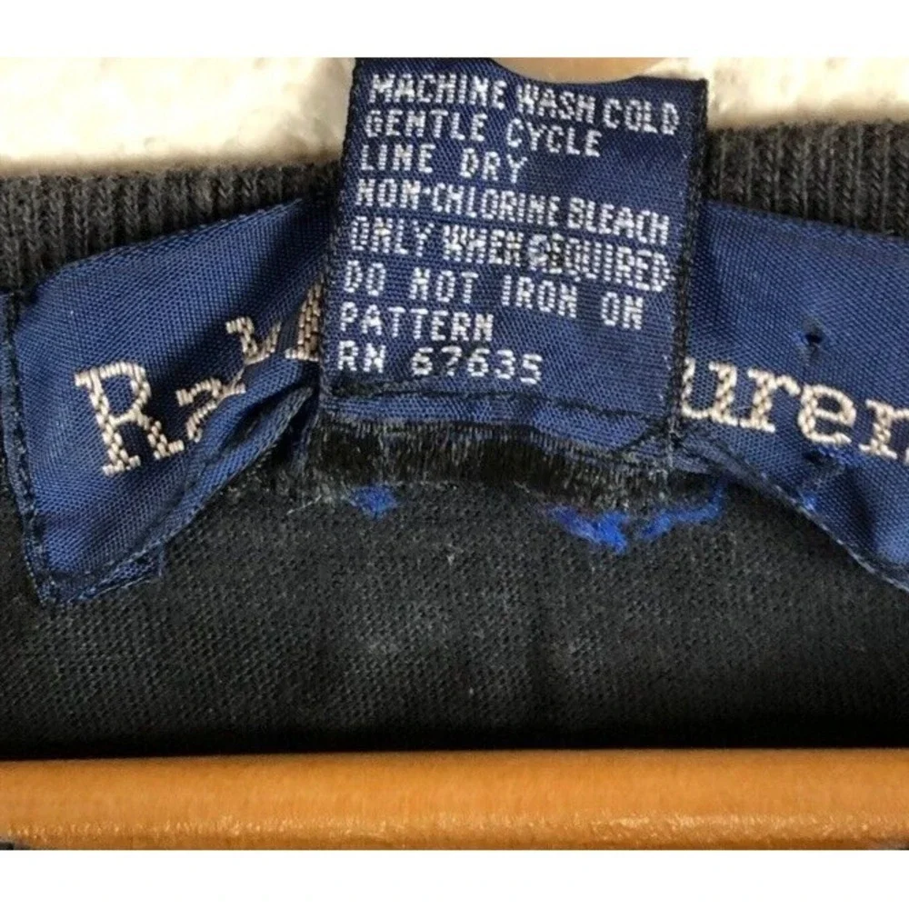 Ralph Lauren Preppy  Shirt Mens Medium Black Cotton Logo Basic Staple Base Layer